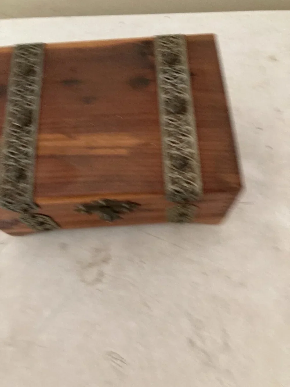 Vintage Wooden Cedar Trinket Jewelry Box